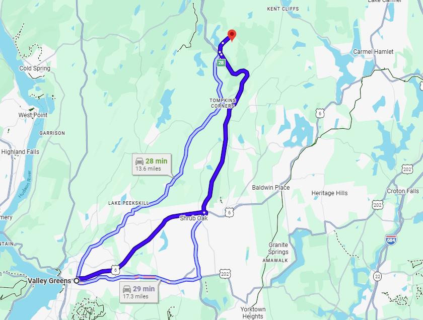 via Taconic State Pkwy and Crompond Rd