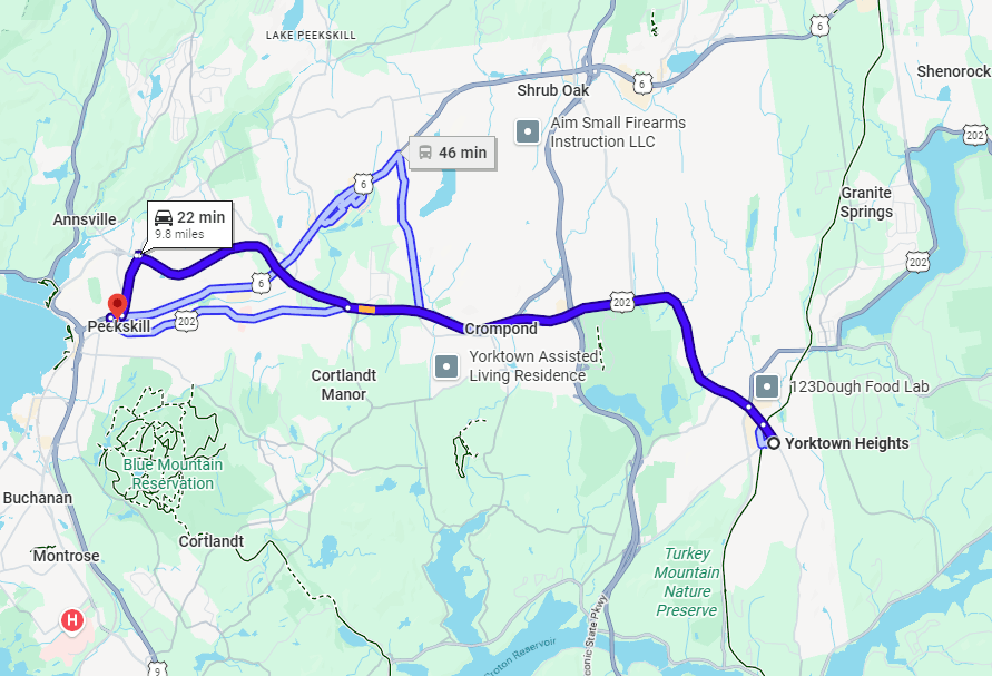 via Taconic State Pkwy and Crompond Rd