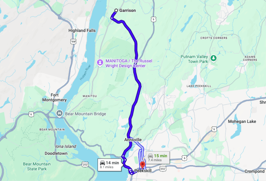 via NY-403 S and US-9 S